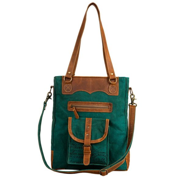 Myra Bag Handmade Templeton Tote Bag Bag Upcycled Canvas Cowhide